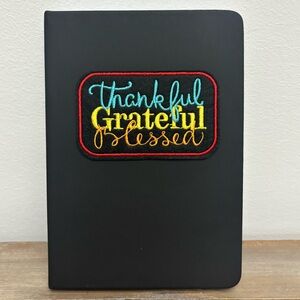Journal Notebook w/ Colorful Thankful Grateful Blessed Embroidered Patch 80 pgs